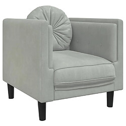 vidaXL Fauteuil avec coussin gris clair Velours