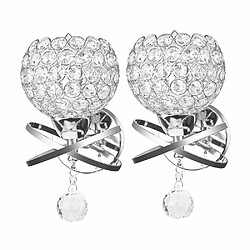 Stoex Lot de 2 Moderne Lampes Murales en Cristal Style Pendentif en Cristal Lampe Mur Lumière pour Salon Chambre Living Wall Argenté