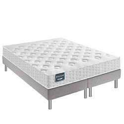 Inside 75 Ensemble Dunlopillo 160*200 cm EUGEN 3 21 cm matelas mémoire de forme double sommier déco pieds gris