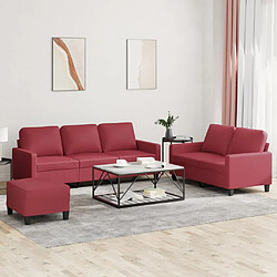 vidaXL Ensemble de canapés 3 pcs et coussins Rouge bordeaux Similicuir