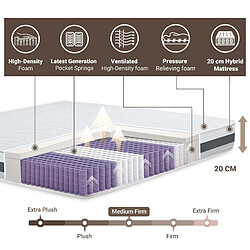 Acheter The White Stone Matelas 100 x 200 à ressorts ensachés | Hauteur 20 cm