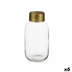 Gift Decor Vase Transparent Doré verre 11,5 x 24 x 11,5 cm (6 Unités) 