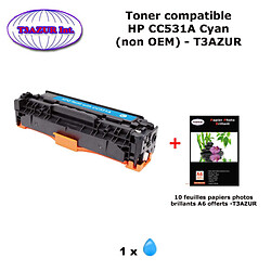 Toner générique HP CC531A ,HP 304A pour HP CP 2020 , 2025, 2025N Cyan+ 10f papiers photos A6 -T3AZUR