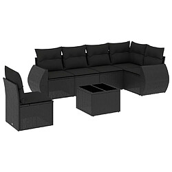 Maison Chic Ensemble Tables et chaises d'extérieur 7pcs avec coussins,Salon de jardin noir résine tressée -GKD974520