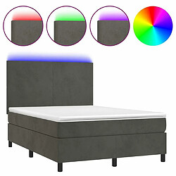 Sommier à lattes LED,Cadre à lattes de lit avec matelas pour Adulte Gris foncé 140x200 cm -MN40235