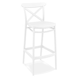 Alterego Tabouret de bar 'BERLIOZ' style rétro en matière plastique blanche