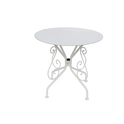 Vente-Unique Table de jardin D.80 cm en métal façon fer forgé - Blanc - GUERMANTES de MYLIA 