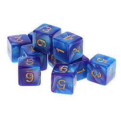 10pcs 6 sided dés d6 dés poliédrique pour les jeux de table des donjons et des dragons bleu violet