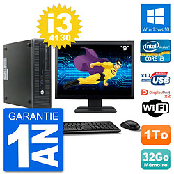 PC HP 800 G1 Ecran 19" Core i3-4130 RAM 32Go Disque 1To Windows 10 Wifi - Occasion