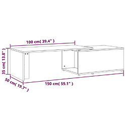 vidaXL Table basse Sonoma gris 150x50x35 cm Bois d'ingénierie pas cher