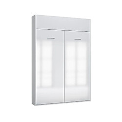 Acheter Inside 75 Armoire lit escamotable DYNAMO SOFA accoudoirs façade blanc brillant canapé rouge 140*200 cm