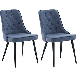 Venture Home Chaise en tissu matelassé Velvet Deluxe (Lot de 2) bleu et noir.