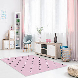 HOMEMANIA Tapis Imprimé Dot 1 - pour les enfants - Décoration de Maison - antidérapants - Pour Salon, séjour, chambre à coucher - Rose, noir en Polyester, Coton, 60 x 100 cm