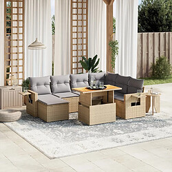 vidaXL Salon de jardin avec coussins 8 pcs beige résine tressée 