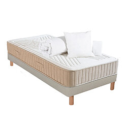 NUIT DE COTON Pack Symphonie 2.0 Pack Prêt à dormir SYMPHONIE 2.0 90x190 cm | Matelas Mémoire de forme + Sommier + Accessoires