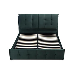 Acheter Vente-Unique Lit coffre 140 x 200 cm - Velours - Vert + Matelas - OLERIA