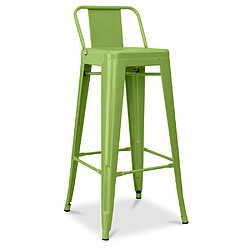 ICONIK INTERIOR Tabouret de bar avec petit dossier Stylix design industriel en Métal - 76 cm - Nouvelle édition Vert clair 