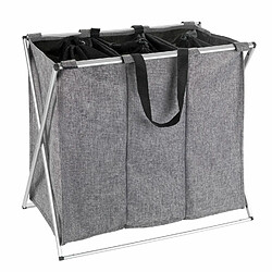 WENKO Panier à linge 3 compartiments design Trio - L. 63 x H. 57 cm - Gris chiné