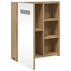 Maison Chic Armoire de salle de bain,Meuble de rangement,Meuble haut à miroir avec LED chêne 45x13x52 cm -GKD251464 pas cher