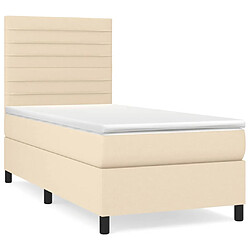 Maison Chic Structures de lit + matelas,Lit à sommier tapissier et matelas pour Chambre Crème 90x190 cm Tissu -MN97051