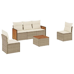 vidaXL Salon de jardin avec coussins 6 pcs beige résine tressée