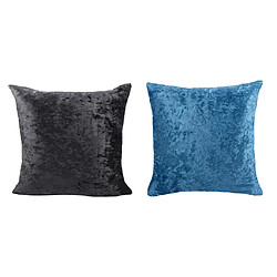 housse de coussin en velours en peluche de forme carrée bleu et noir pour canapé taie d'oreiller