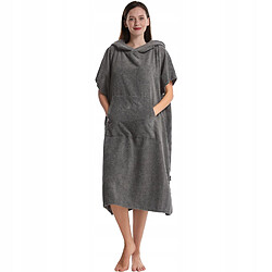 CJC Drap de plage adulte peignoir de plage cape manches courtes gris