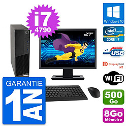 PC Lenovo M83 SFF Ecran 27" Intel i7-4790 RAM 8Go Disque 500Go Windows 10 Wifi - Occasion