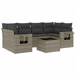 vidaXL Salon de jardin avec coussins 7 pcs gris résine tressée