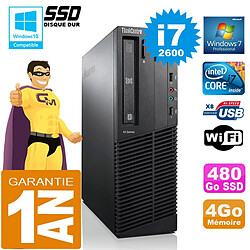 PC Lenovo M92p SFF Core I7-2600 Ram 4Go Disque 480 Go SSD Graveur DVD Wifi W7 · Occasion 