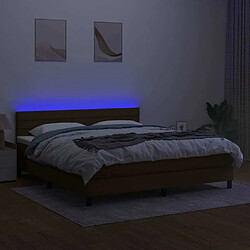 Acheter Maison Chic Lit adulte- Lit + matelas + LED,Sommier à lattes de lit matelas et LED Marron foncé 180x200cm -GKD23217