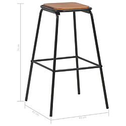 vidaXL Tabourets de bar lot de 2 noir pinède solide et acier pas cher