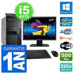 PC Tour Lenovo M93p Ecran 27" Core i5-4570 RAM 32Go Disque 500Go Windows 10 Wifi - Occasion