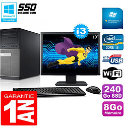 PC Tour DELL 9020 Core I3-4130 Ram 8Go Disque 240 Go SSD Wifi W7 Ecran 19" - Occasion