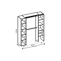 Vente-Unique Dressing avec rideau et 1 porte - Avec miroir - L177 cm - Coloris : Naturel et anthracite - BERTRAND pas cher