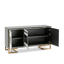 Avis Buffet Thai Natura Noir Doré Verre Miroir Bois MDF 150 x 80 x 45 cm