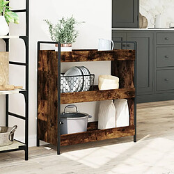 Avis Maison Chic Desserte de cuisine | Chariot de cuisine | Meuble de rangement roulant chêne fumé 70x30x82 cm bois d'ingénierie -GKD48122