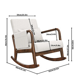 KILISKY Fauteuil à bascule - Fauteuil Lounge avec dossier - avec poche latérale - Lin - Beige pas cher