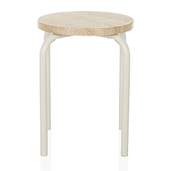 Tabouret empilable / tabouret ALRANDA Métal / MDF blanc / Chêne hjh LIVING