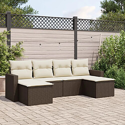 vidaXL Salon de jardin avec coussins 6 pcs marron résine tressée 