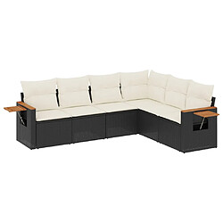 vidaXL Salon de jardin 6 pcs avec coussins noir résine tressée