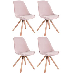 Decoshop26 4 chaises de salle à manger style scandinave en velours rose pieds carré en bois CDS10194