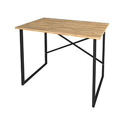 Bureau Alexandra House Living Noir Chêne Métal Bois MDP 90 x 75 x 60 cm industriel 