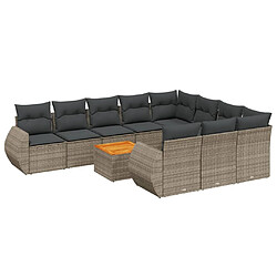 Maison Chic Salon de jardin 11 pcs avec coussins, Ensemble Tables et chaises d'extérieur gris résine tressée -GKD503472