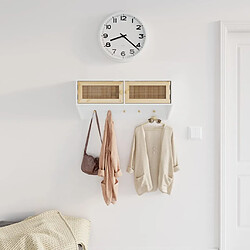 vidaXL Porte-manteau mural Blanc Bois d'ingénierie et rotin naturel