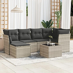 vidaXL Salon de jardin avec coussins 7 pcs gris clair résine tressée