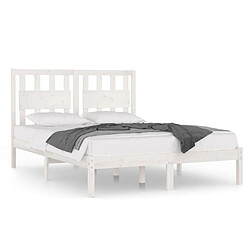 Maison Chic Lit Moderne Chambre - Cadre/structure de lit pour adulte Blanc Bois de pin massif 150x200 cm Très grand -MN40608