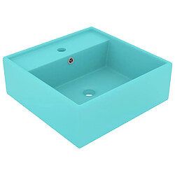 vidaXL Lavabo carré à trop-plein Vert clair mat 41x41 cm Céramique