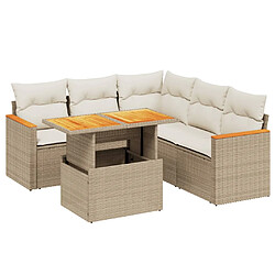 vidaXL Salon de jardin avec coussins 6 pcs beige résine tressée