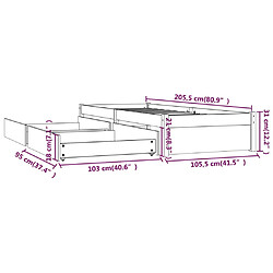 vidaXL Cadre de lit sans matelas avec tiroirs 100x200 cm pas cher